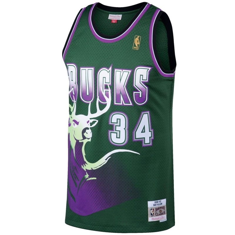 Ray Allen Milwaukee Bucks 96-97 Road Mitchell & Ness NBA Swingman Jersey – Green
