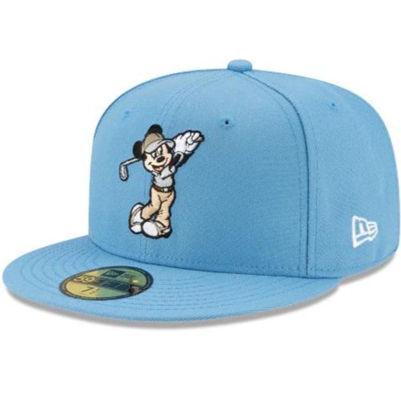 New Era Mickey Mouse Golfing Sky Blue 59FIFTY Fitted Hat