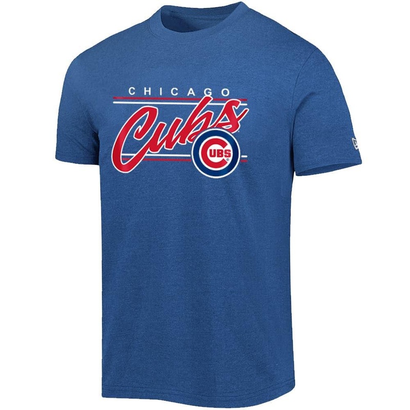 Chicago Cubs New Era MLB Team Script Block Bi-Blend T-Shirt – Blue