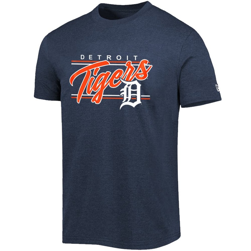 Detroit Tigers New Era MLB Team Script Block Bi-Blend T-Shirt – Navy
