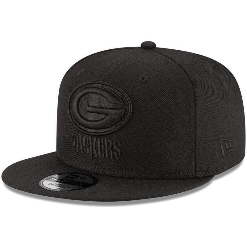Green Bay Packers New Era NFL Black On Black 9FIFTY Snapback Hat – Black