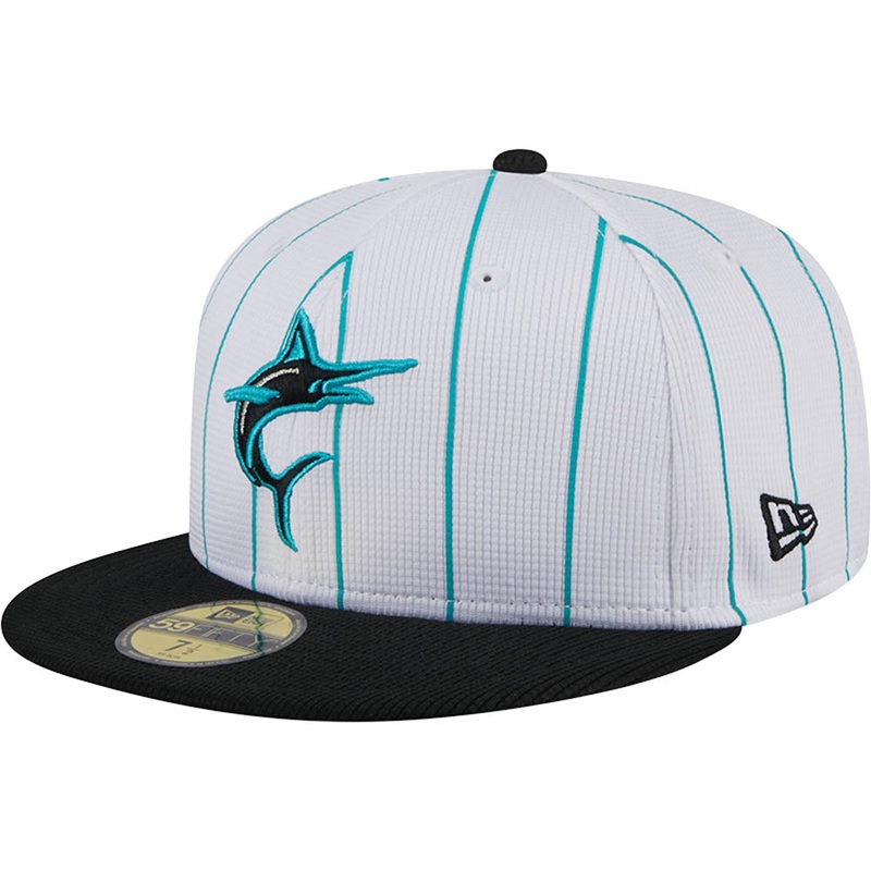MLB Miami Marlins New Era 2025 Batting Practice 59FIFTY Fitted Hat – White