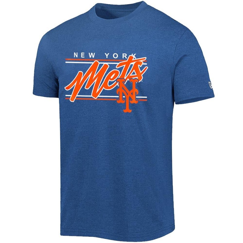 New York Mets New Era MLB Team Script Block Bi-Blend T-Shirt – Blue