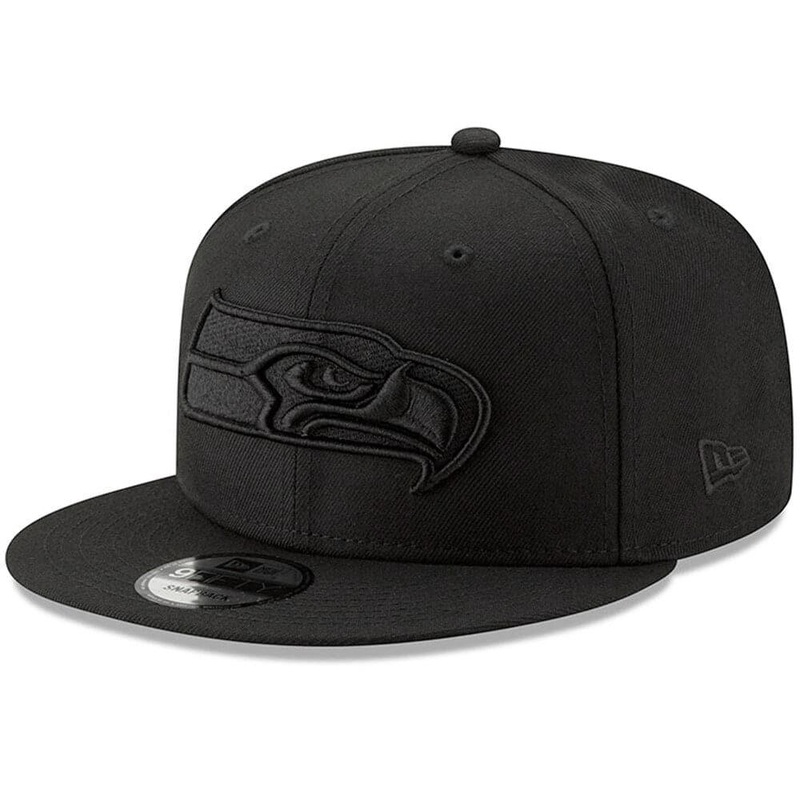 Seattle Seahawks New Era NFL Black On Black 9FIFTY Snapback Hat – Black