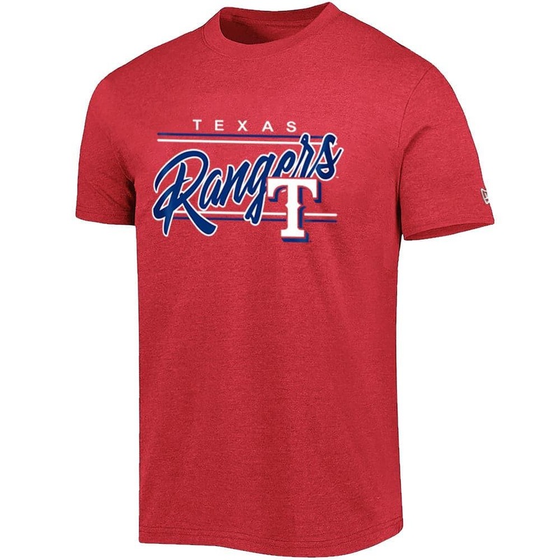 Texas Rangers New Era MLB Team Script Block Bi-Blend T-Shirt – Blue