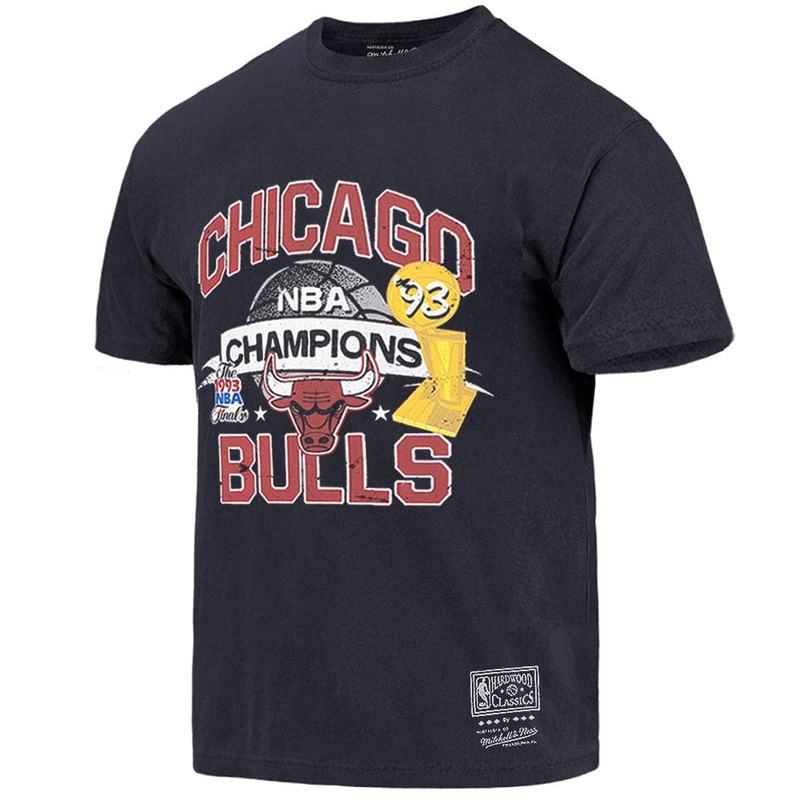 Chicago Bulls Mitchell & Ness NBA Champs History Vintage T-Shirt – Faded Black