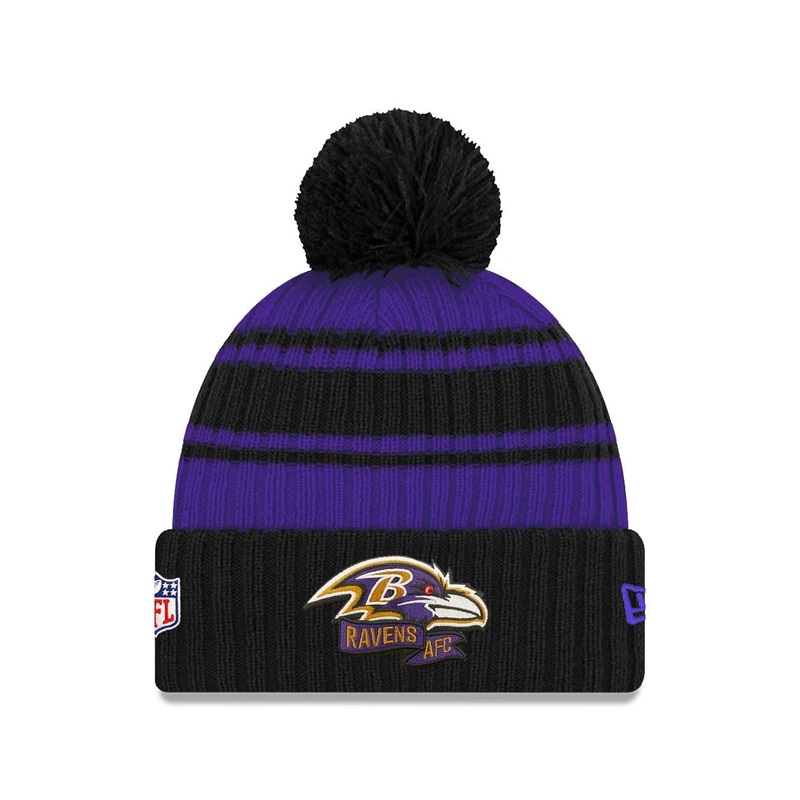 Childs Baltimore Ravens New Era NFL 22 Sideline Knit Beanie – Black