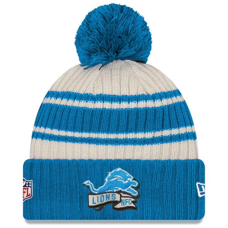 Detroit Lions New Era NFL 22 Sideline Knit Beanie – Chrome White