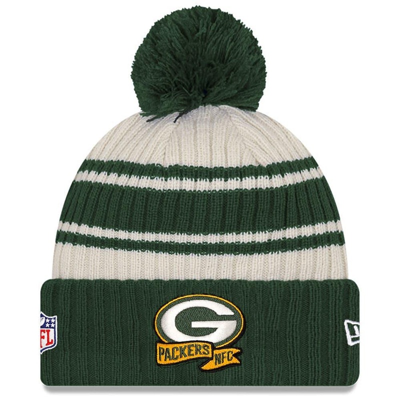 Green Bay Packers New Era NFL 22 Sideline Knit Beanie – Chrome White