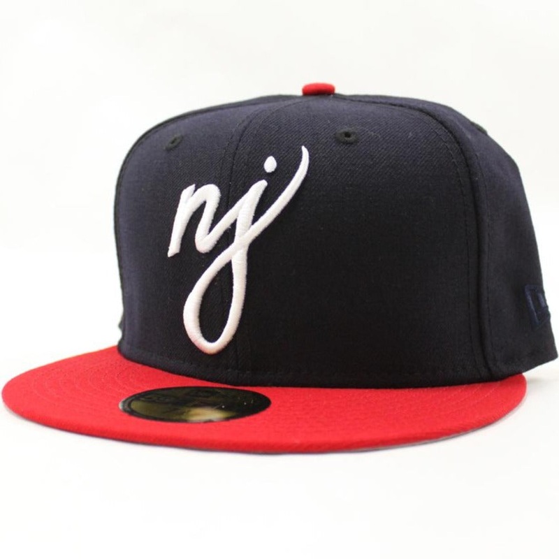 New Era NJ Script Navy Blue/Red Grey Under brim 59FIFTY Fitted Hat