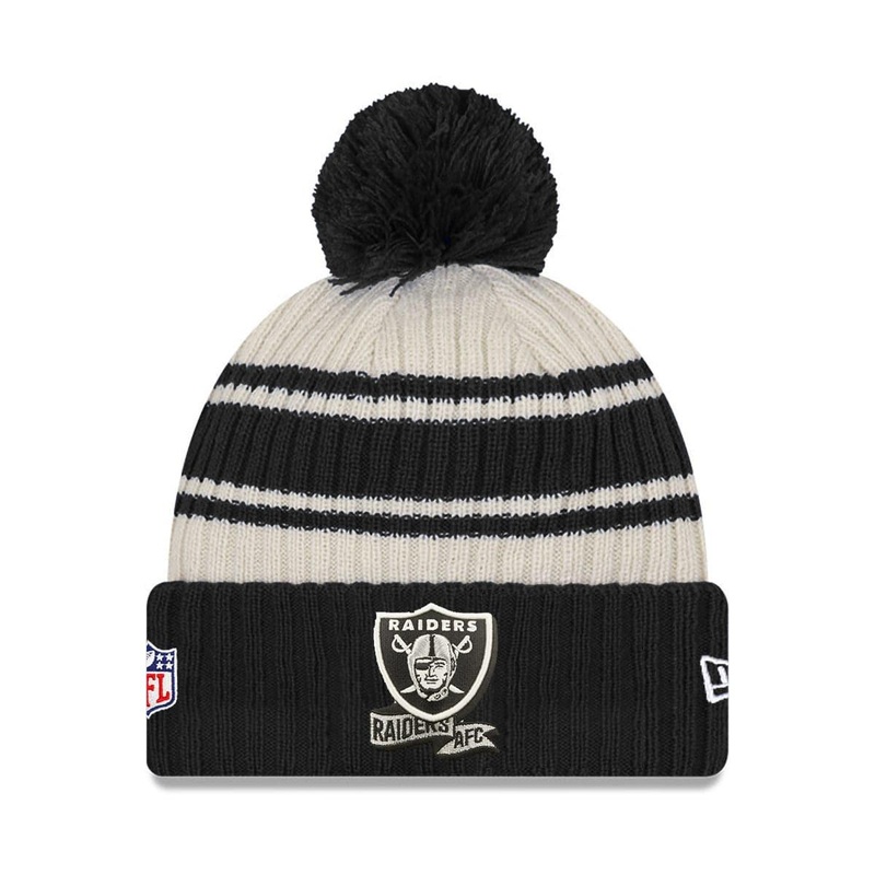 Youths Las Vegas Raiders New Era NFL 22 Sideline Knit Beanie – Black
