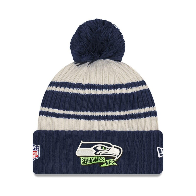 Youths Seattle Seahawks New Era NFL 22 Sideline Knit Beanie – Navy