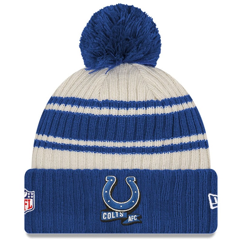 Indianapolis Colts New Era NFL 22 Sideline Knit Beanie – Chrome White