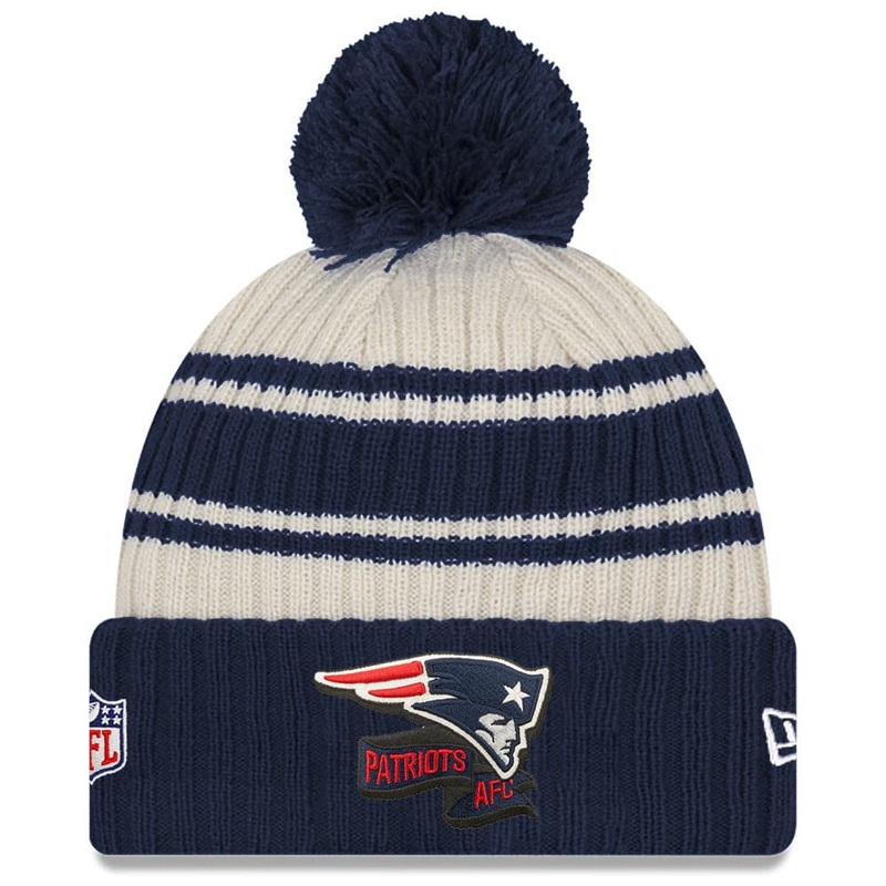 New England Patriots New Era NFL 22 Sideline Knit Beanie – Chrome White