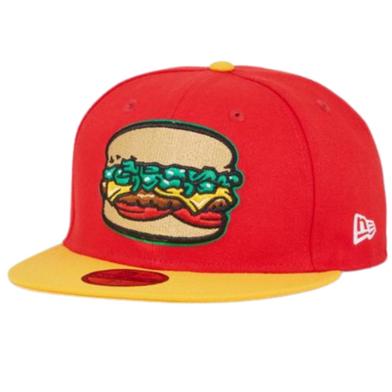 New Era Albiso Cheeseburger “Fast food Pack” Gold Under Brim 59FIFTY Fitted Hat