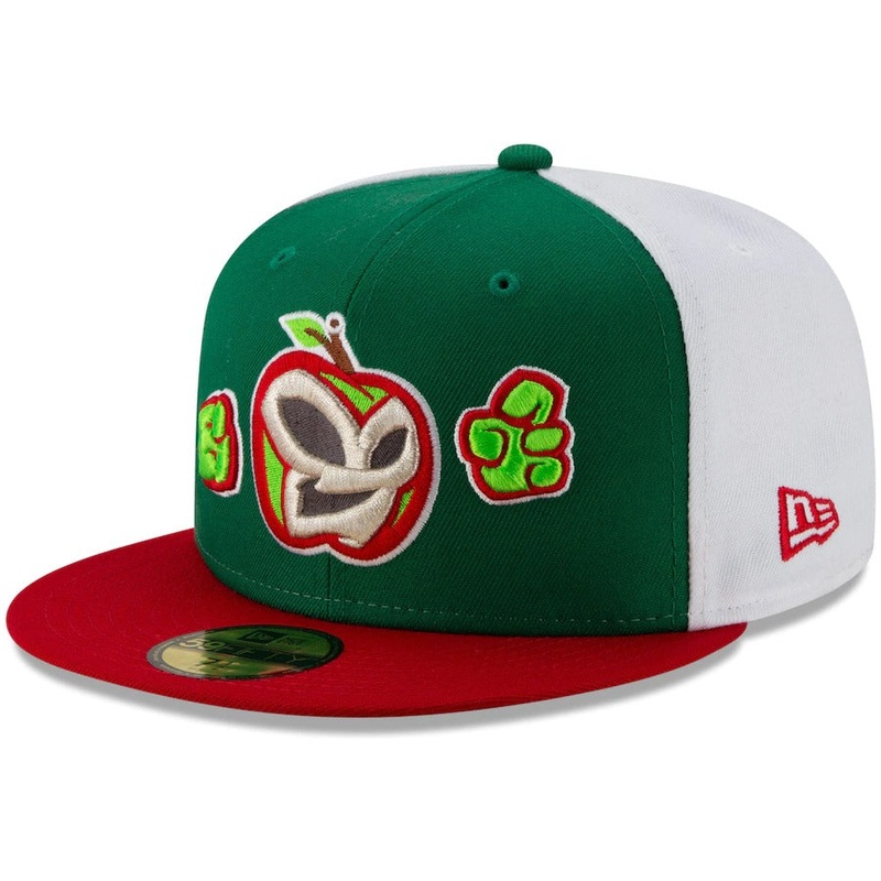 New Era Manzanas Luchadoras de Fort Wayne Green/Red Copa de la Diversion 59FIFTY Fitted Hat