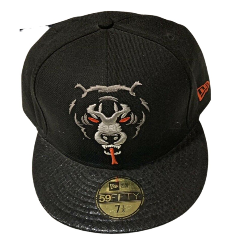 New Era X Mishka Black Bear Red Eyes Snakeskin Visor 59FIFTY Fitted Hat