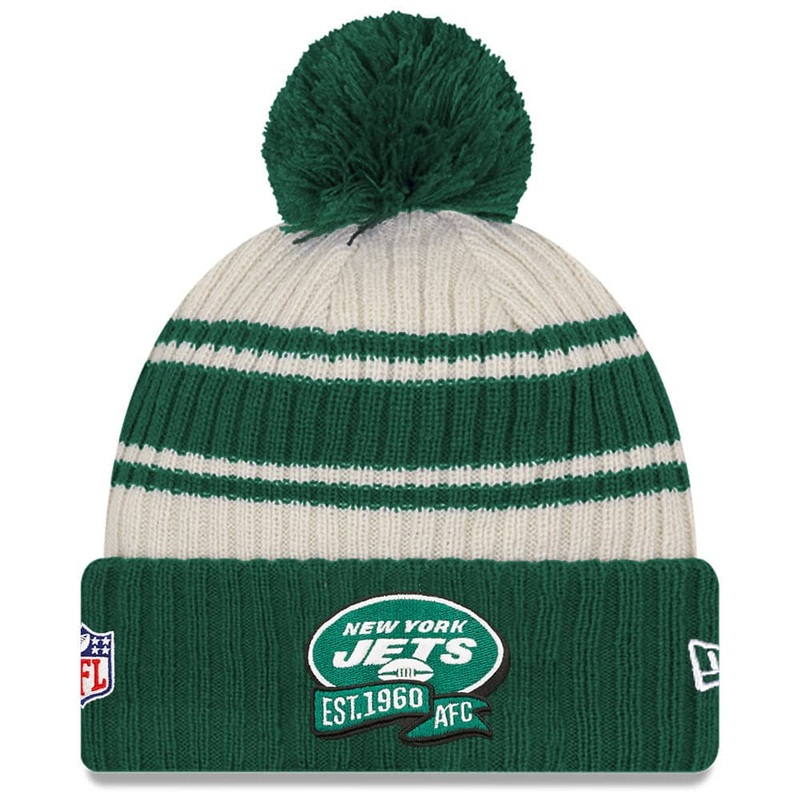 New York Jets New Era NFL 22 Sideline Knit Beanie – Chrome White