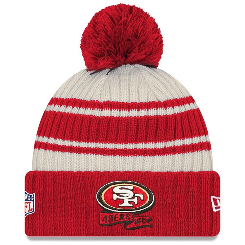 San Francisco 49ers New Era NFL 22 Sideline Knit Beanie – Chrome White