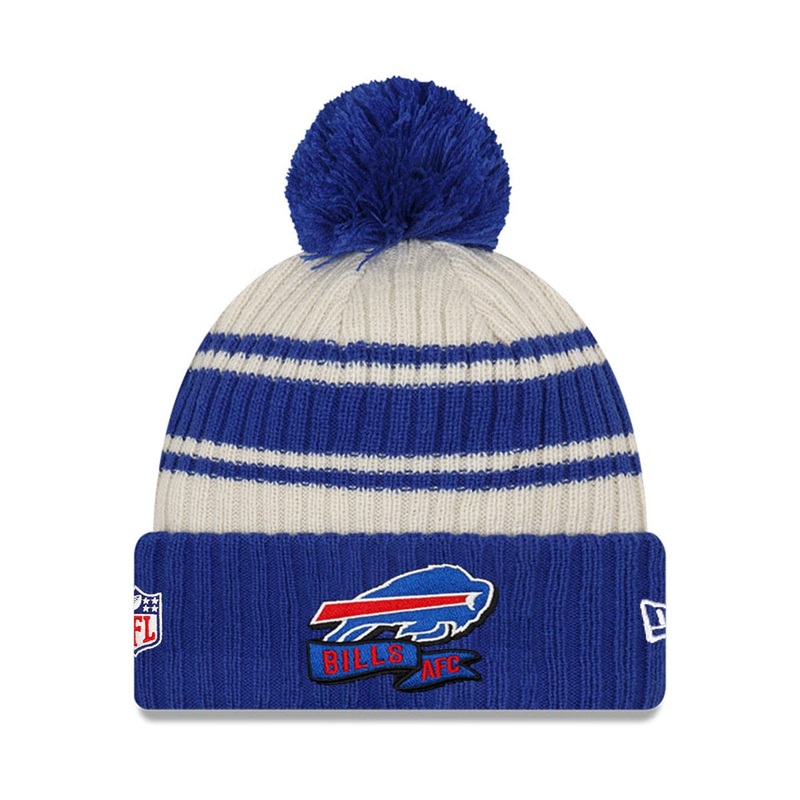 Youths Buffalo Bills New Era NFL 22 Sideline Knit Beanie – Blue