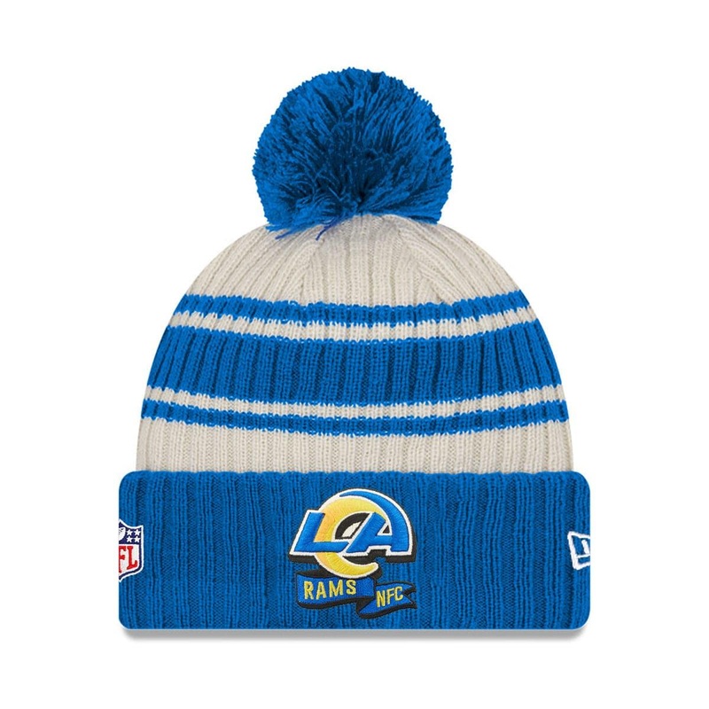 Youths Los Angeles Rams New Era NFL 22 Sideline Knit Beanie – Blue