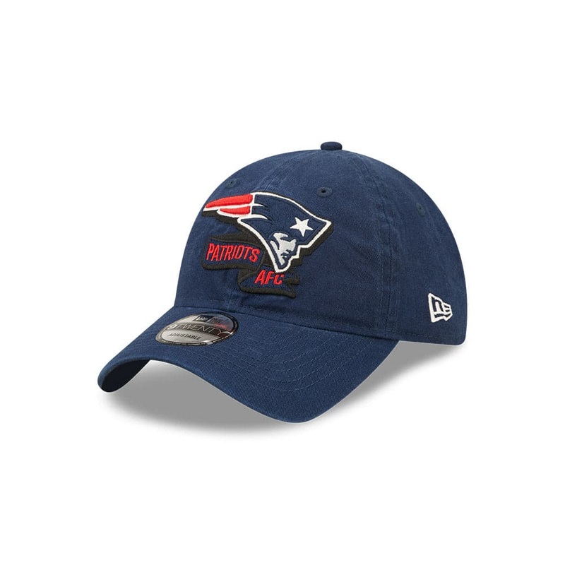 Youths New England Patriots New Era NFL 22 Sideline 9TWENTY Strapback Hat – Navy
