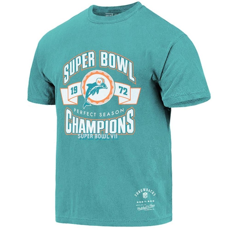 Miami Dolphins Mitchell & Ness NFL Perfect Season Vintage T-Shirt – Faded Teal