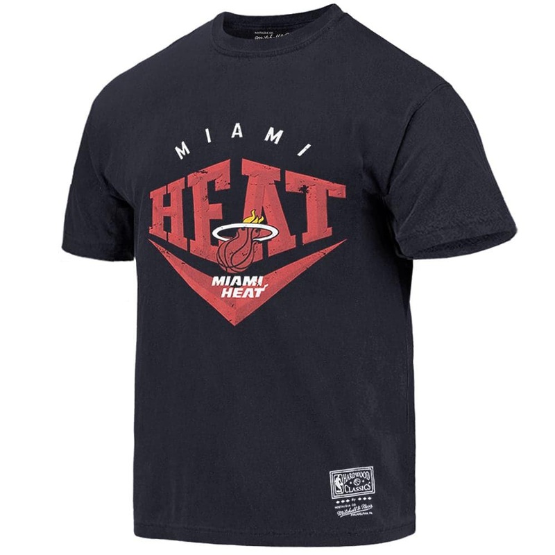 Miami Heat Mitchell & Ness NBA Beveled Vintage T-Shirt – Faded Black