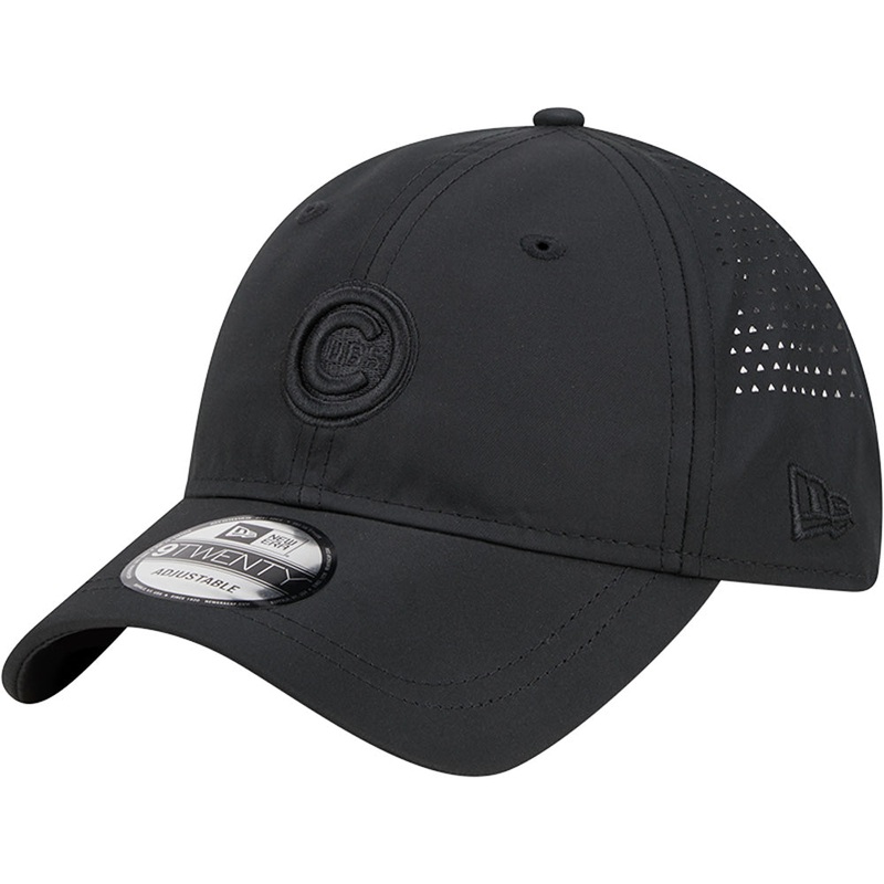 MLB Chicago Cubs New Era Black on Black Active 9TWENTY Adjustable Hat – Black