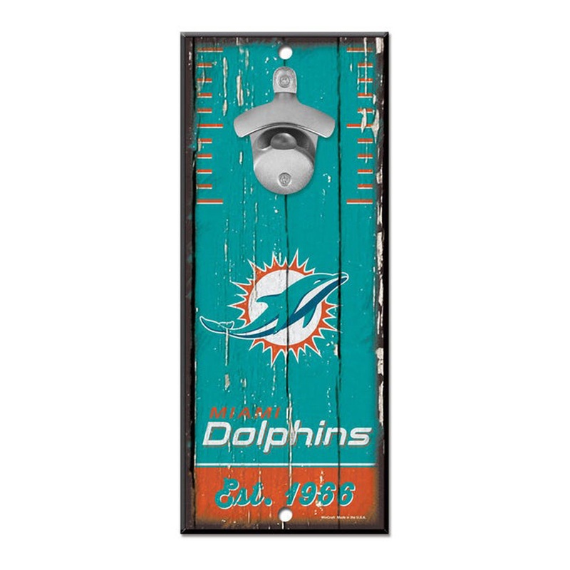 NFL Miami Dolphins WinCraft 5″ x 12″ Bottle Opener Sign – Teal