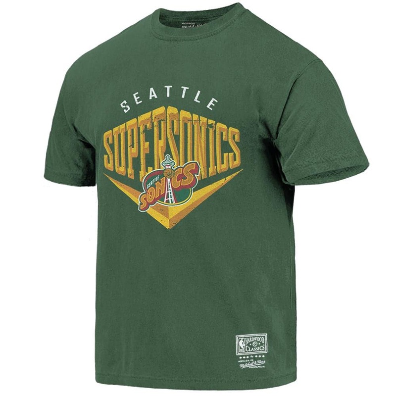 Seattle Supersonics Mitchell & Ness NBA Beveled Vintage T-Shirt – Faded Green