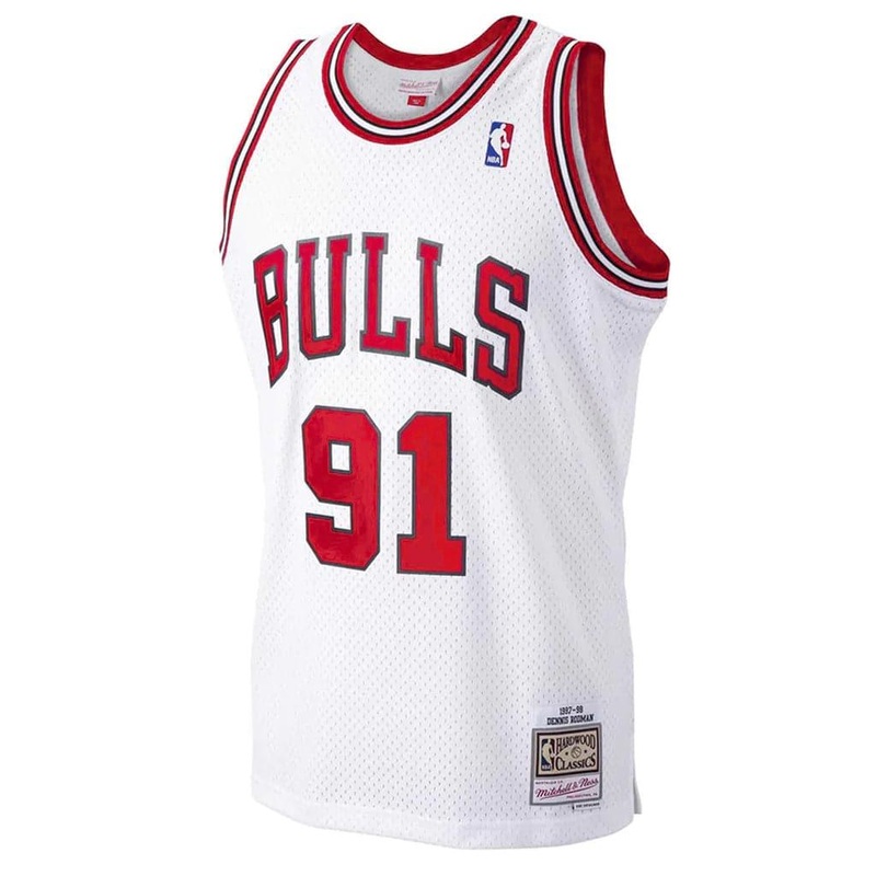 Dennis Rodman Chicago Bulls 97-98 Home Mitchell & Ness NBA Swingman Jersey – White