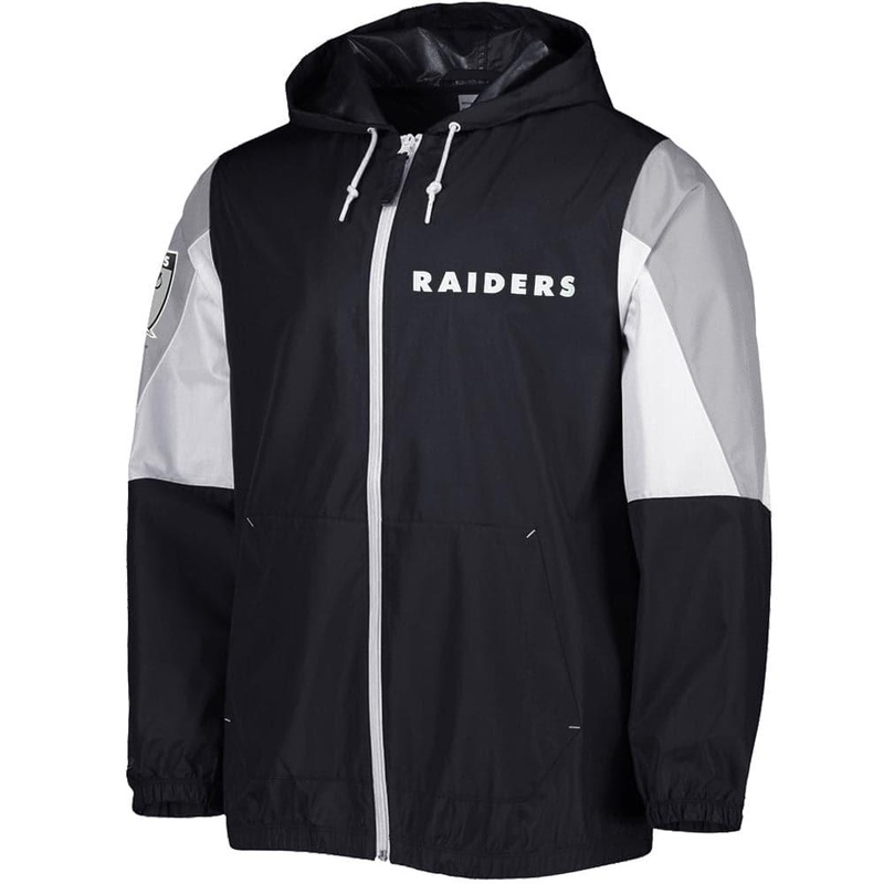 Las Vegas Raiders Mitchell & Ness NFL Throw It Back Windbreaker Jacket – Black
