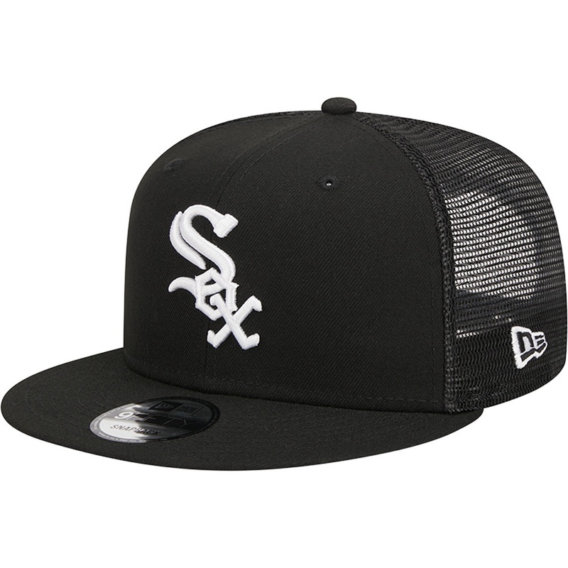 MLB Chicago White Sox New Era Black & White Trucker 9FIFTY Snapback Hat – Black