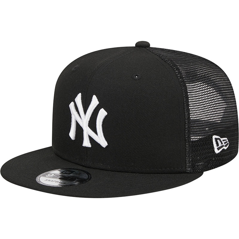 MLB New York Yankees New Era Black & White Trucker 9FIFTY Snapback Hat – Black