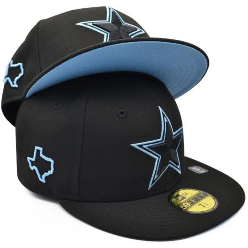 New Era Dallas Cowboys Black Side State Exclusive Sky Bottom 59FIFTY Fitted Hat