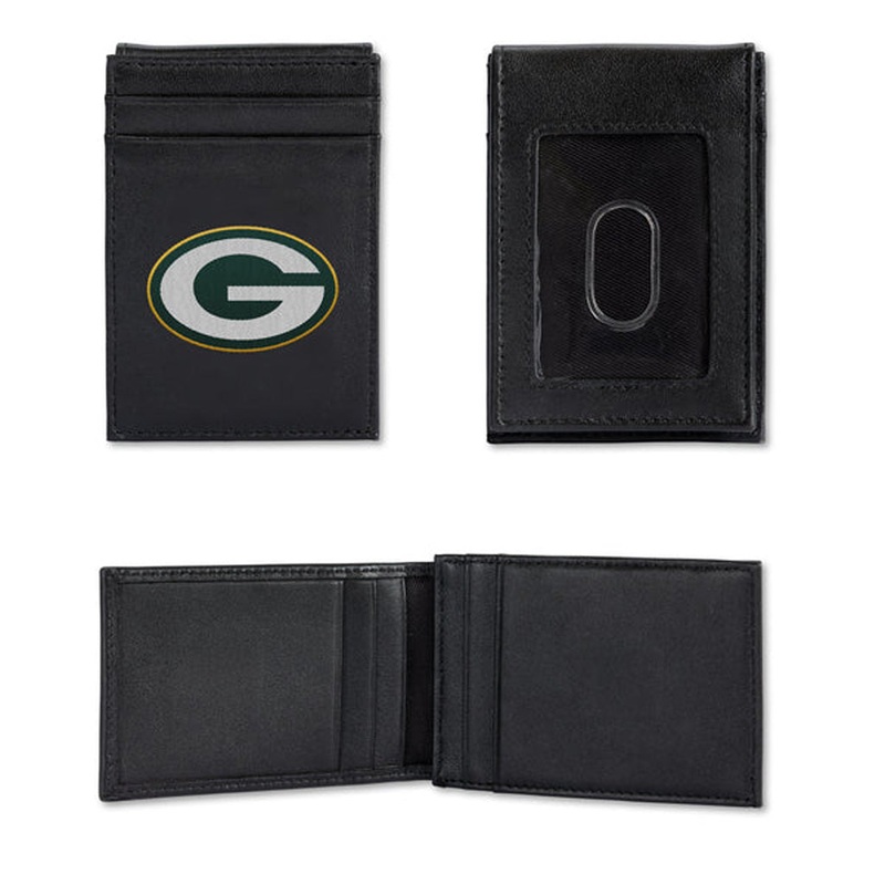 NFL Green Bay Packers Rico Stitched Front Pocket Wallet – Black