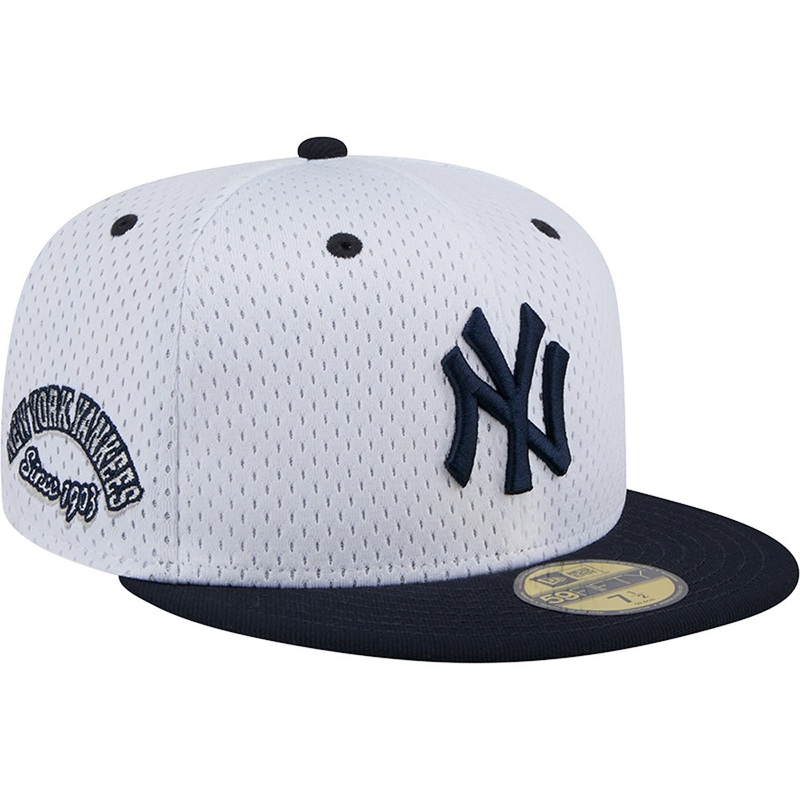 MLB New York Yankees New Era Jersey Mesh 59FIFTY Fitted Hat – White