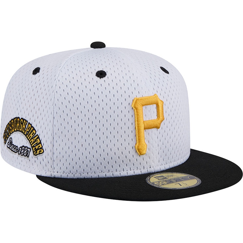 MLB Pittsburgh Pirates New Era Jersey Mesh 59FIFTY Fitted Hat – White