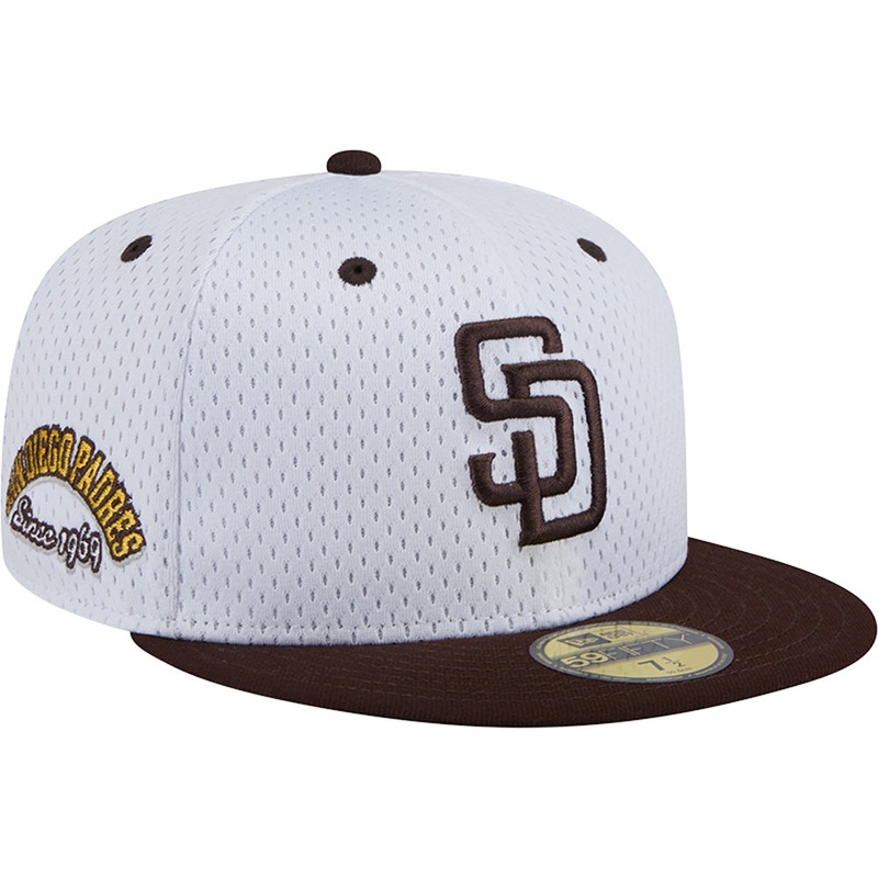 MLB San Diego Padres New Era Jersey Mesh 59FIFTY Fitted Hat – White