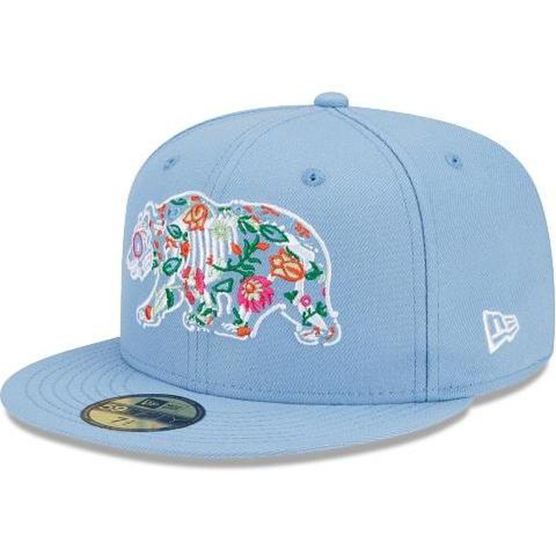 New Era Bear Day Of The Dead Blue 59Fifty Fitted Hat