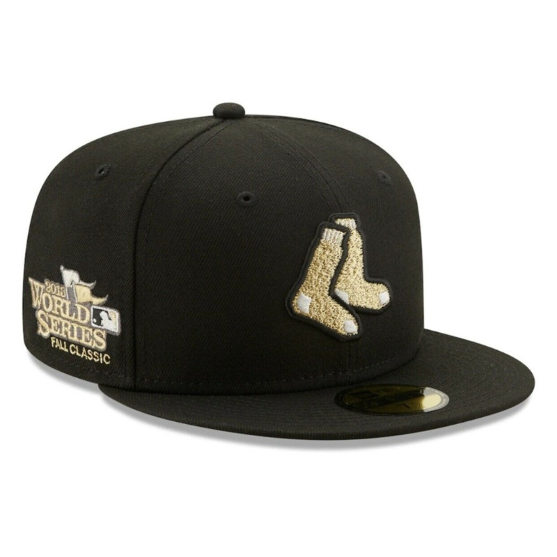 New Era Boston Red Sox Black 2013 World Series Gold Undervisor 59FIFTY Fitted Hat