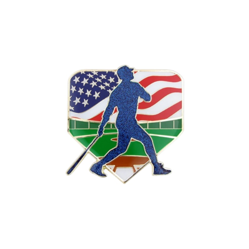 USA American Baseball Patriotic Fitted Hat Pin