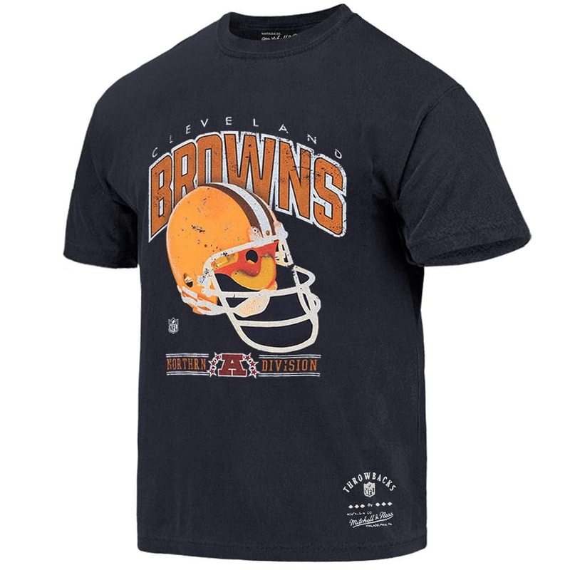Cleveland Browns Mitchell & Ness NFL Throwback Helmet Vintage T-Shirt – Faded Black