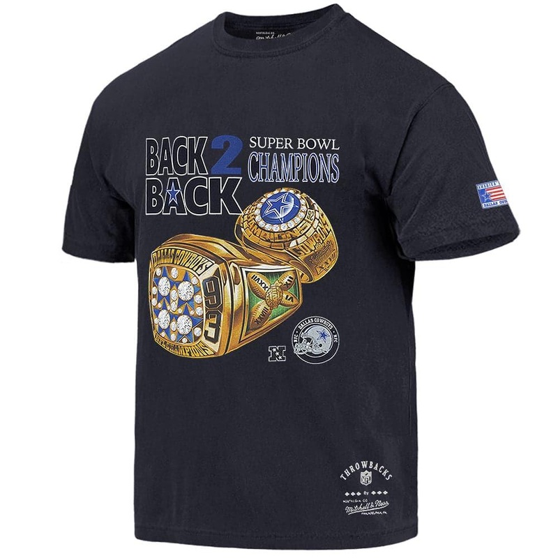 Dallas Cowboys Mitchell & Ness NFL Back 2 Back Champs Vintage T-Shirt – Black