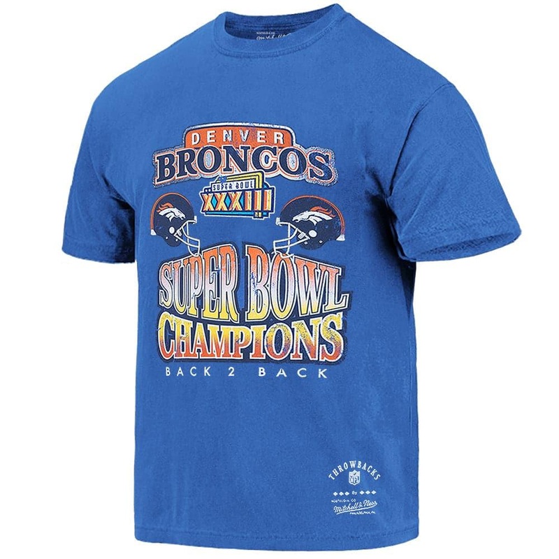Denver Broncos Mitchell & Ness NFL Throwback Champs Vintage T-Shirt – Faded Blue