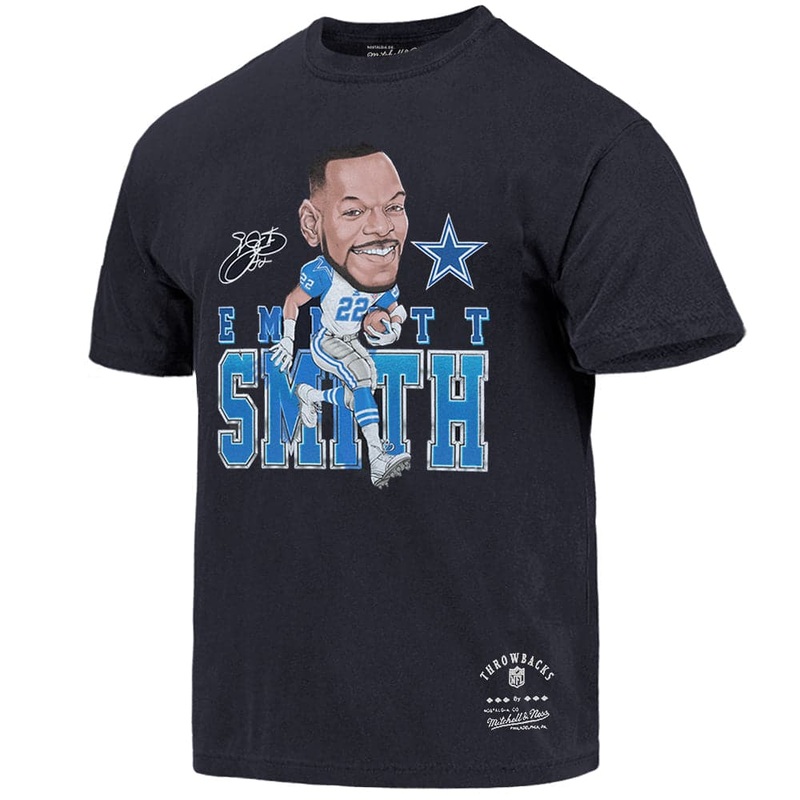 Emmitt Smith Dallas Cowboys Mitchell & Ness NFL Caricature Vintage T-Shirt – Black
