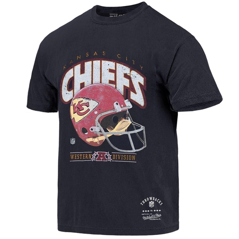 Kansas City Chiefs Mitchell & Ness NFL Helmet Vintage T-Shirt – Faded Black