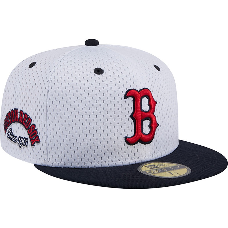 MLB Boston Red Sox New Era Jersey Mesh 59FIFTY Fitted Hat – White