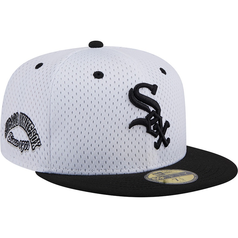 MLB Chicago White Sox New Era Jersey Mesh 59FIFTY Fitted Hat – White